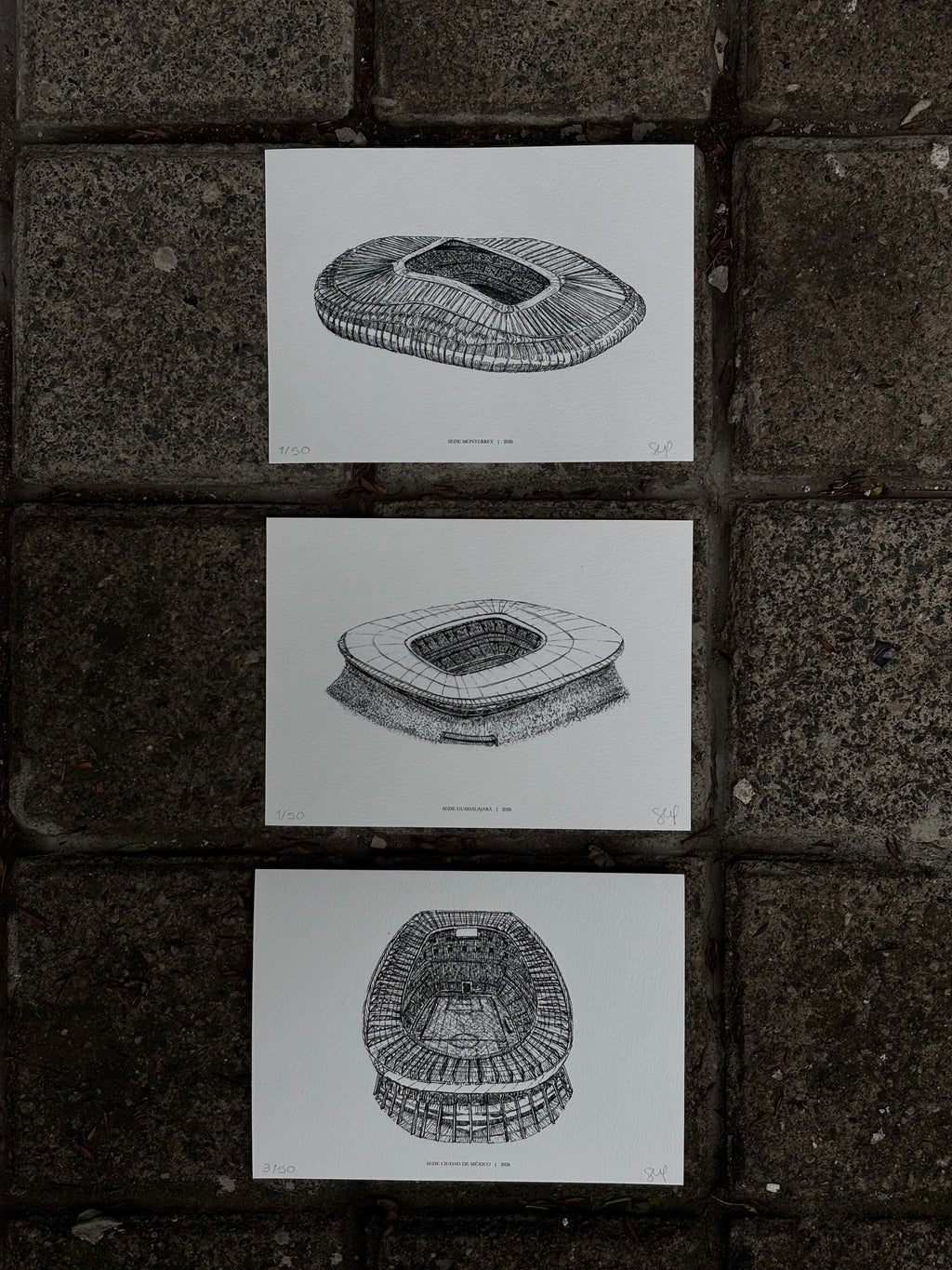 Fine Art Prints estadios mundial (Conjunto de 3)