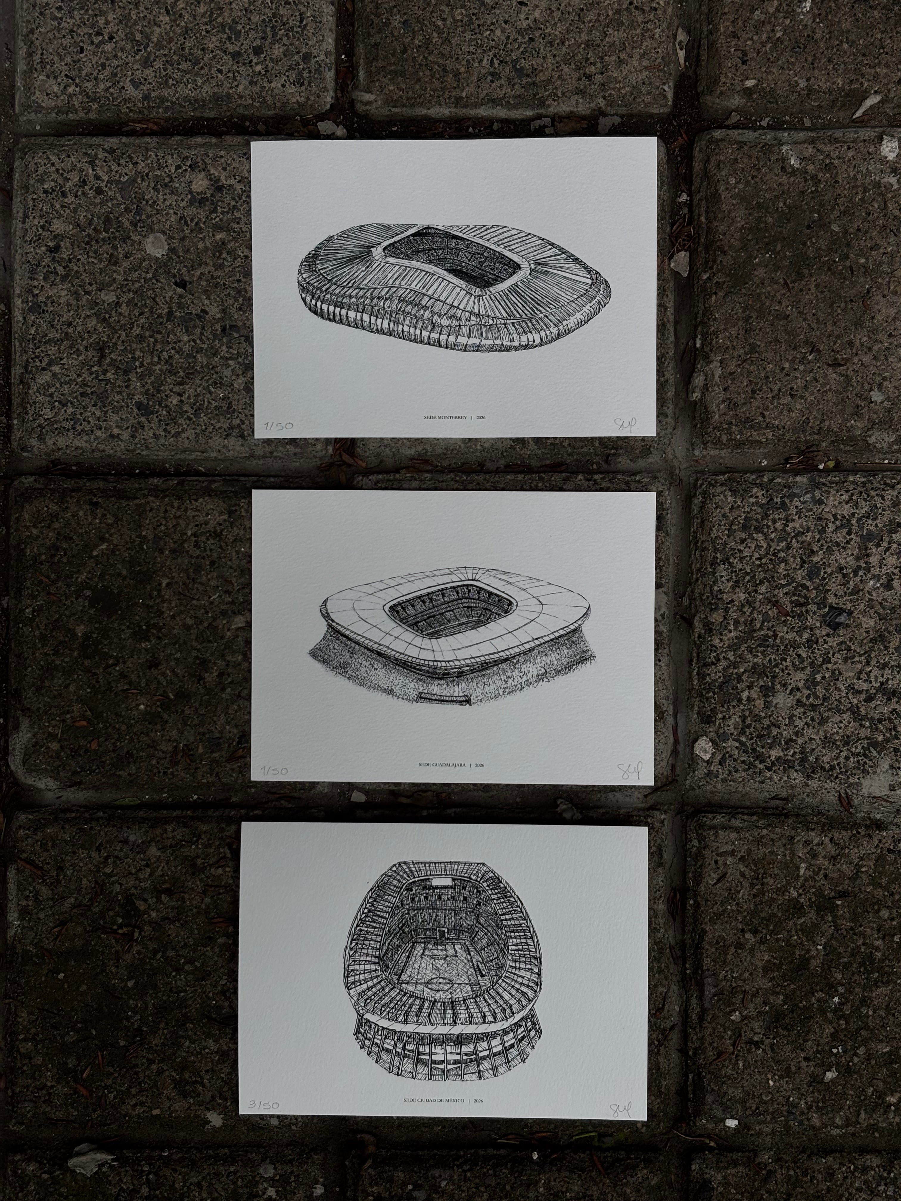 Fine Art Prints estadios mundial (Conjunto de 3)