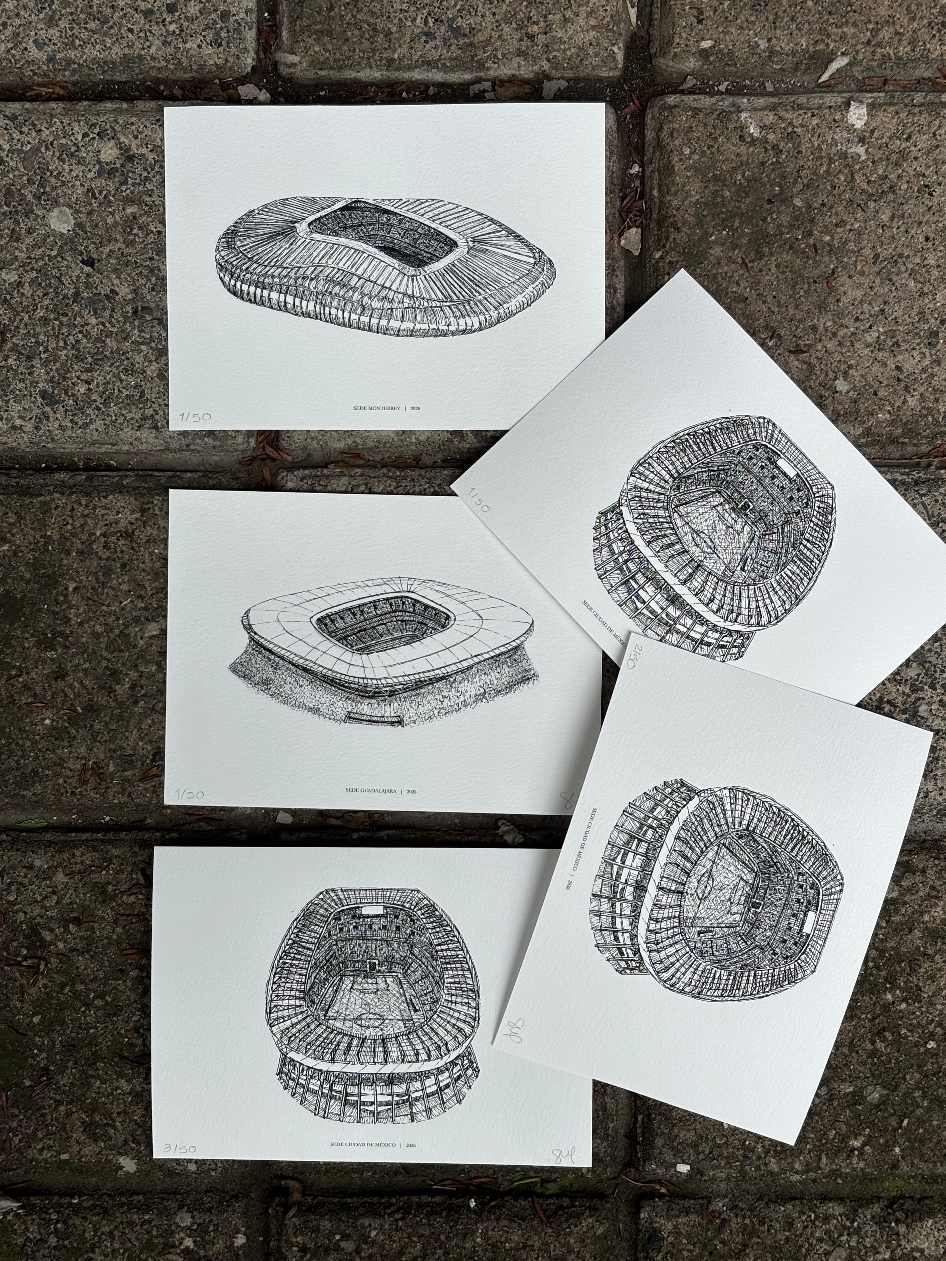 Fine Art Prints estadios mundial (Conjunto de 3)