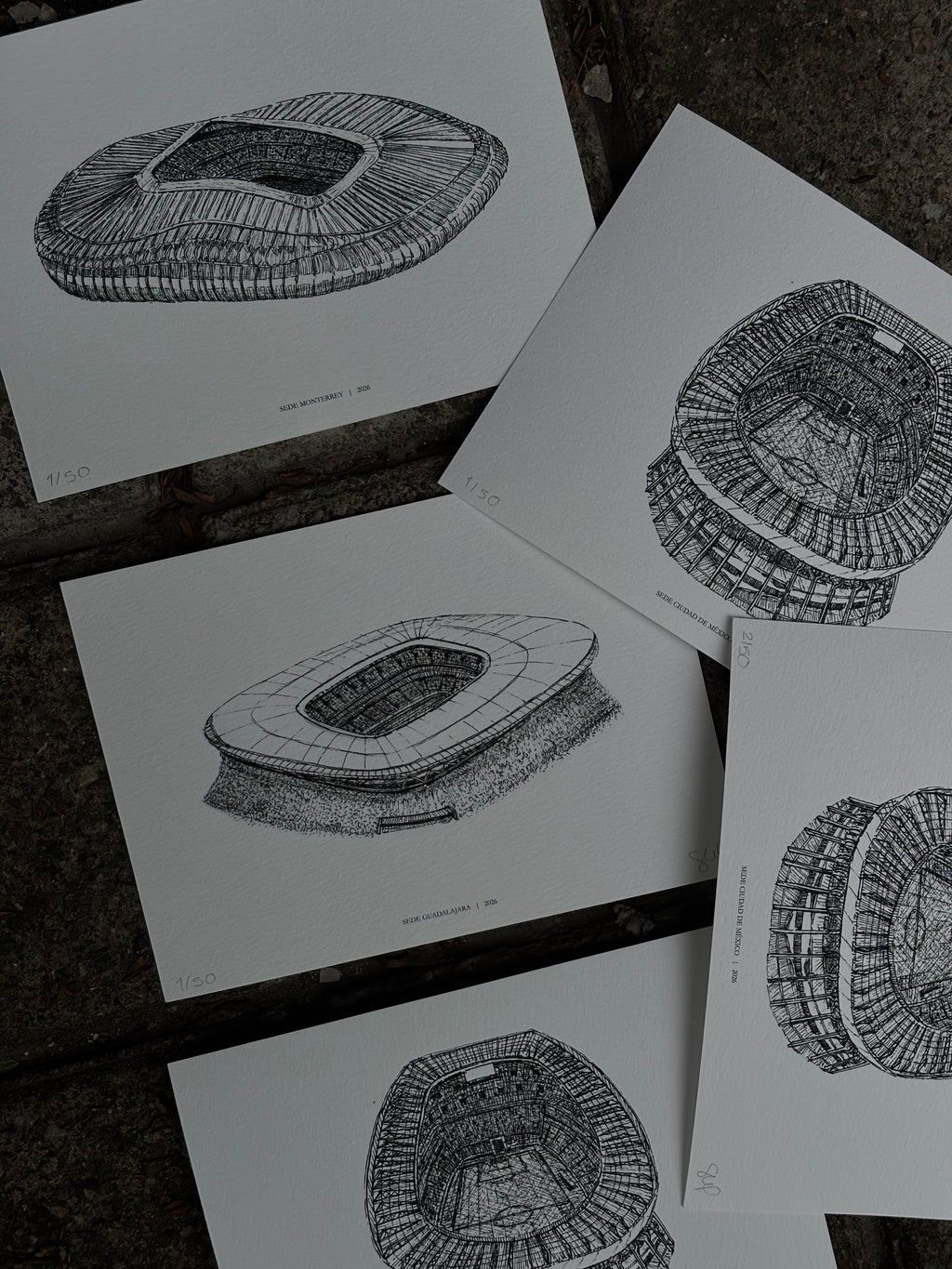 Fine Art Prints estadios mundial (Conjunto de 3)